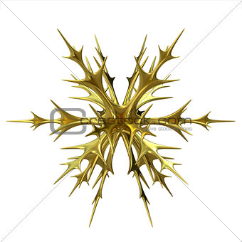Gold Christmas snowflake ornament. 3D