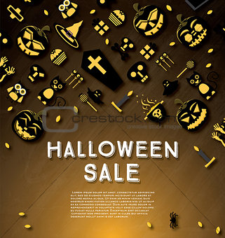 Halloween sale banner with pumpkin.