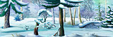 Winter Forest on a Frosty Day. Panorama View