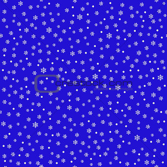 Wrapping paper seamless background with silver snow flakes on bl