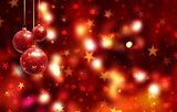 Christmas background with hanging baubles