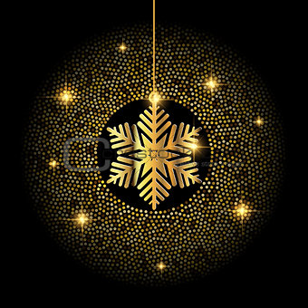 Golden Christmas snowflake background
