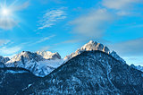 Winter  sunshiny mountain top landscape  (Austria).
