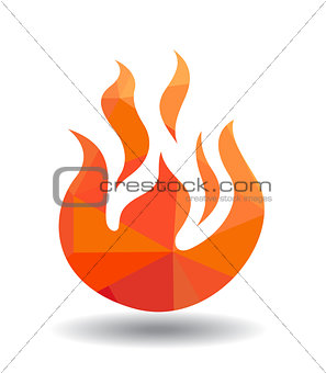 Red Fire icon isolated on white background