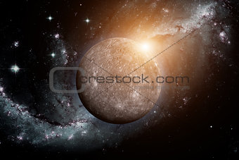 Planet Mercury. Space background.