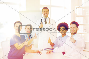 group of doctors on presentation at hospital