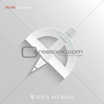 Pencil with ruler icon - vector education background