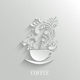 Abstract 3d Cup of Coffee with Floral Aroma