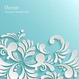 Abstract Ocean Background with 3d Floral Pattern