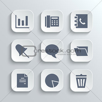 Office icons set - vector white app buttons