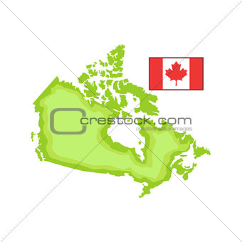 Map And Flag As A National Canadian Culture Symbol