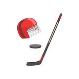 Hockey Stick, Puck And Helmet As A National Canadian Culture Symbol