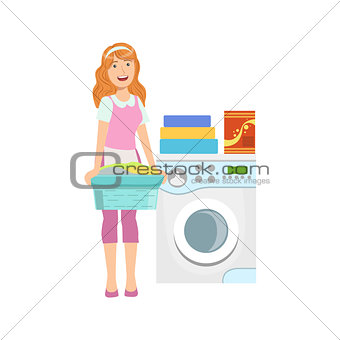 Hotel Professional Maid Doing Laundry Illustration