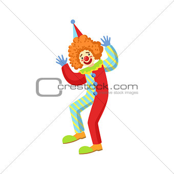Colorful Friendly Clown Performing In Classic Outfit