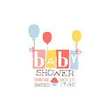 Baby Shower Invitation Design Template With Balloons