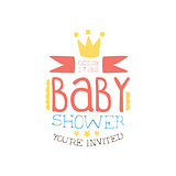 Baby Shower Invitation Design Template With Crown