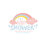 Baby Shower Invitation Design Template With Rainbow