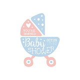 Baby Shower Invitation Design Template With Stroller
