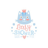 Baby Shower Invitation Design Template With Cat