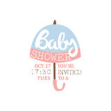 Baby Shower Invitation Design Template With Umbrella Silhouette