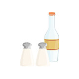 Salt, Pepper And Milk Baking Process  Kitchen Equipment Isolated Item