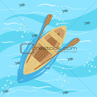 Wooden Boat With Blue Sea Water On Background