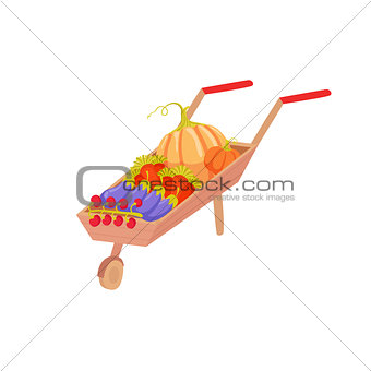 Wheel Barrel With Vegetables As Autumn Attribute