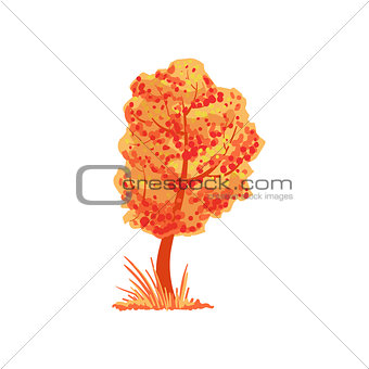 Tree With Orange Leaves As Autumn Attribute