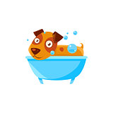 Puppy Taking A Bubble Bath In  Tub