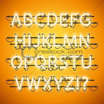 Glowing Neon Honey Yellow Alphabet