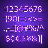 Glowing Neon Violet Numbers