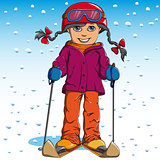 Girl winter skiing