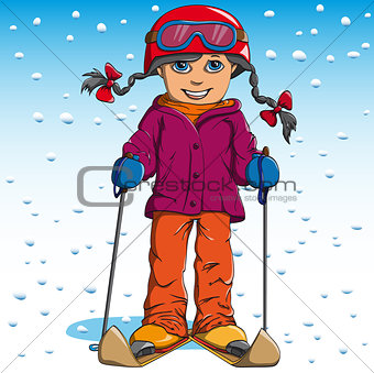 Girl winter skiing