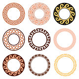 Ancient Greek round pattern - seamless set of antique borders from Greece