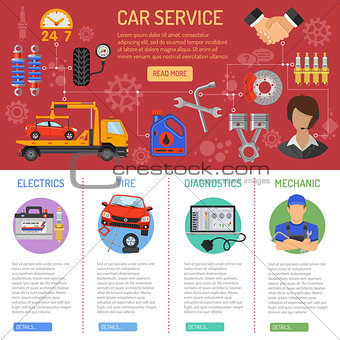 Car Service and Roadside Assistance Infographics