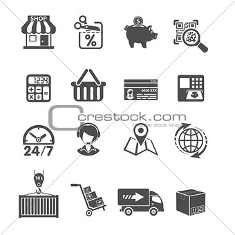 Internet Shopping and Delivery Icons Set
