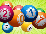 Twenty Seventeen bingo lottery balls on green