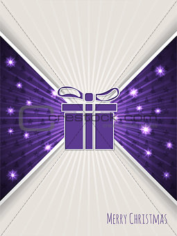 Christmas greeting with bursting purple christmas gift