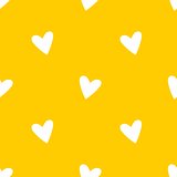 Tile vector pattern with white hearts on yellow background