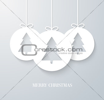 Christmas paper card with hanging toy.