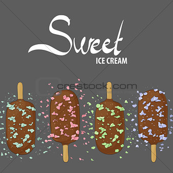 Sweet ice cream in chocolate