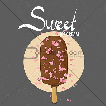 Chocolate ice cream on a stick