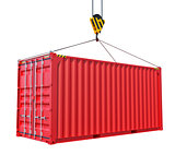 Cargo container with hook isolated on white