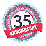 Cute Template 35 Years Anniversary with Balloons and Ribbon Vect