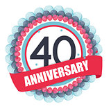 Cute Template 40 Years Anniversary with Balloons and Ribbon Vect