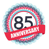 Cute Template 85 Years Anniversary with Balloons and Ribbon Vect