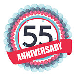 Cute Template 55 Years Anniversary with Balloons and Ribbon Vect