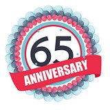 Cute Template 65 Years Anniversary with Balloons and Ribbon Vect
