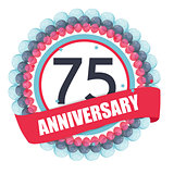 Cute Template 75 Years Anniversary with Balloons and Ribbon Vect