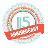 Cute Template 115 Years Anniversary with Balloons and Ribbon Vec